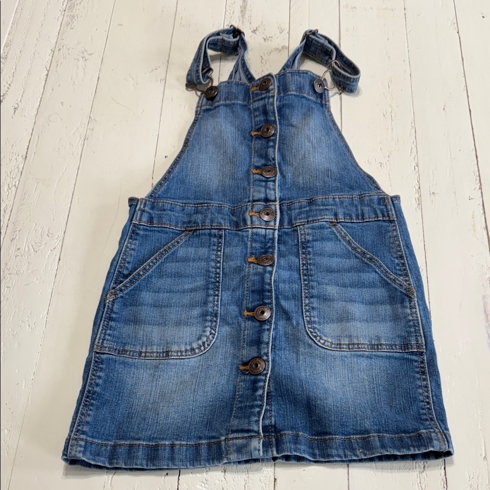 🍄6-6X Osh Kosh Denim Blue Kids Overall Dress button up